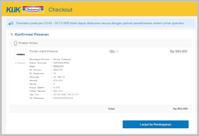 Cek angsuran adira dengan nomor kontrak