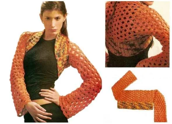 bolero circular ganchillo, patrones crochet, moda femenina tejida