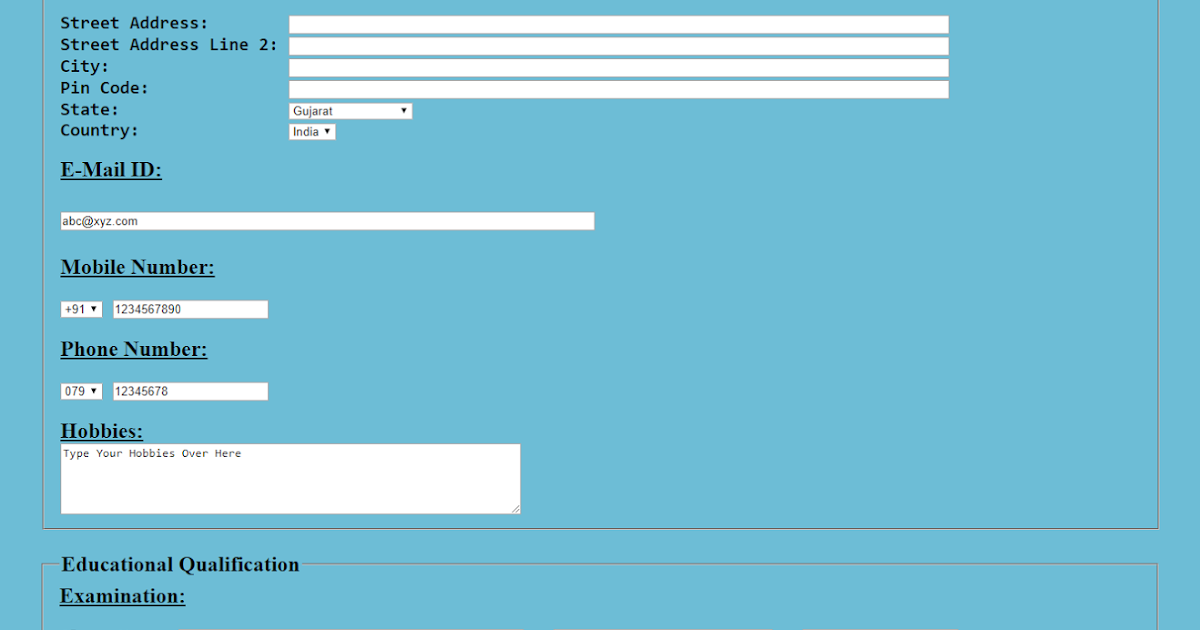 Design The Student Registration Form Using HTML