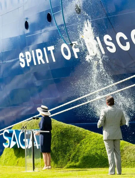The Duchess of Cornwall attended the naming and baptism ceremony of the Saga Group's new cruise ship in Dover