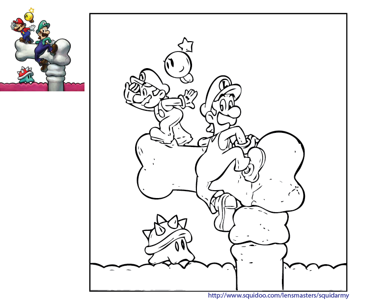 Mario Bros Coloring Pages Squid Army mario-bros-coloring-pages-squid-army