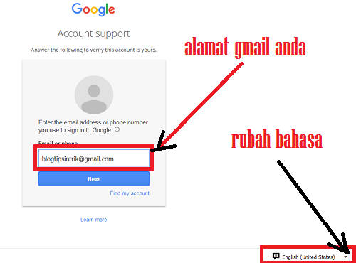 Cara mereset gmail