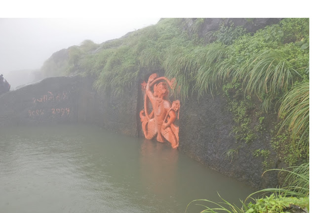 visapur fort trek, lord hanuman carved in wall