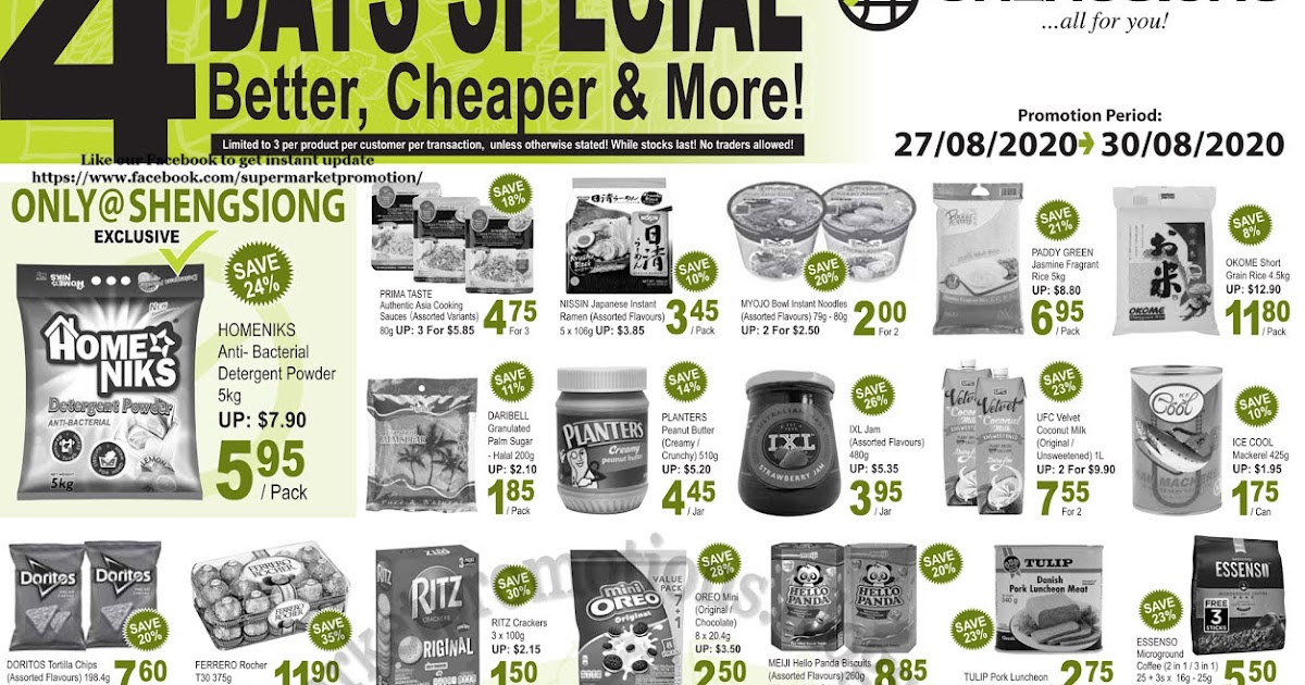Giant promotion 13 Sheng Siong 4 Days Special Promotion 27 - 30 August 2020 ~ Supermarket