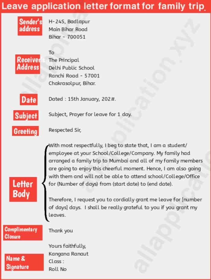 How To Write A Leave Application Letter For Family Trip
