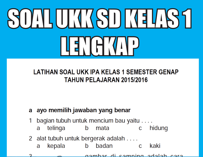 Kumpulan Soal UKK SD/MI Kelas 1 Semester Genap Lengkap