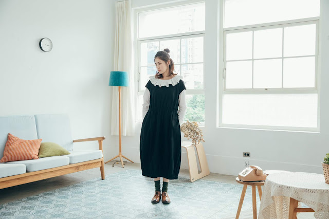 墨水筆日記造型鬆緊洋裝