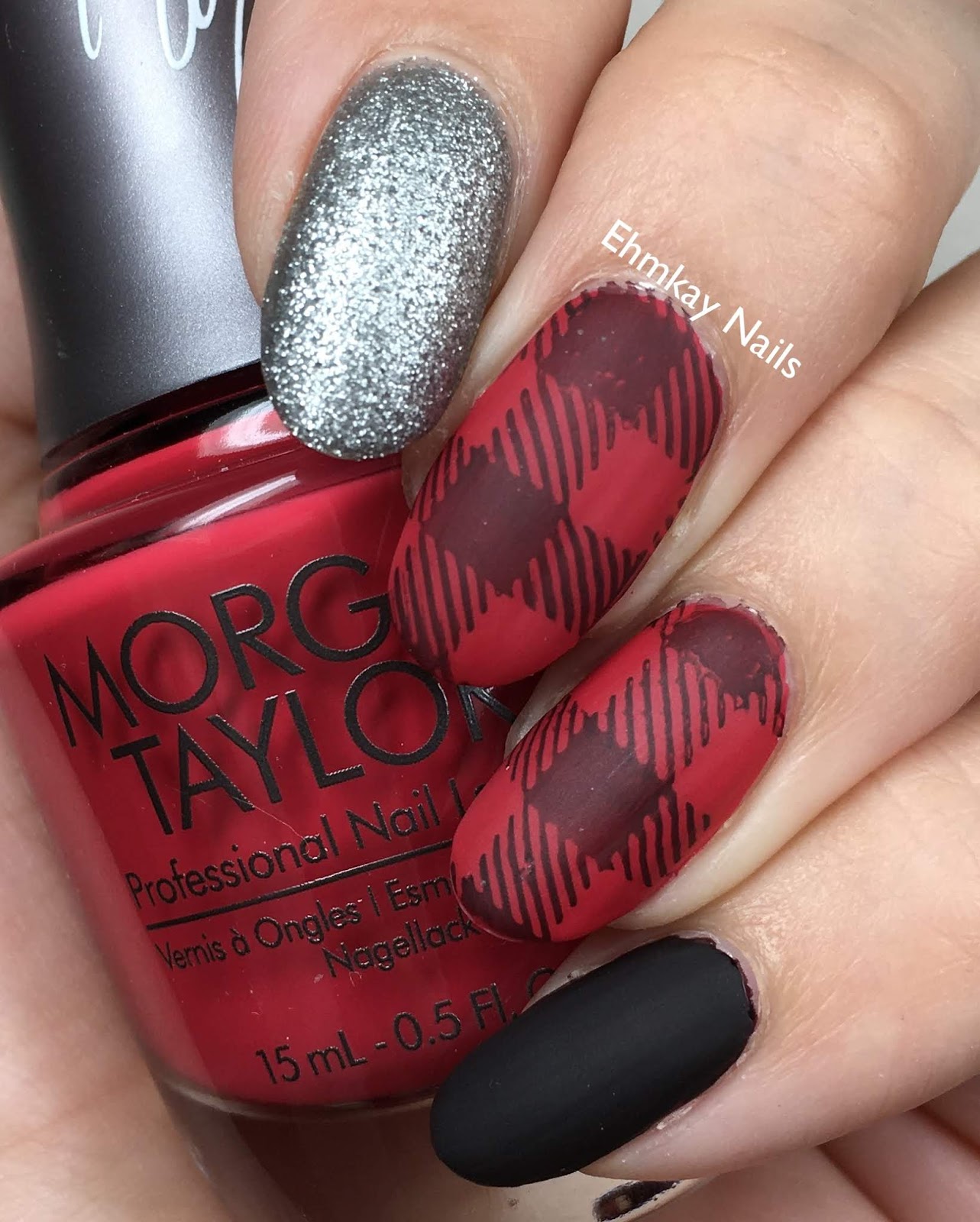 ehmkay nails Buffalo Plaid Skittle with Taylor