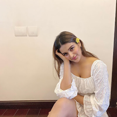 Nidhhi Agerwal looks cute in a white dress