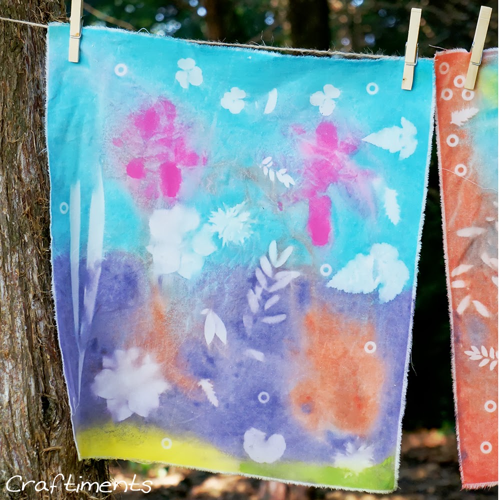 Craftiments:  Faux sun prints on fabric using acrylic craft paint
