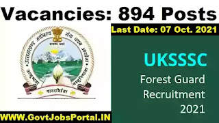 UKSSSC Forest Guard Recruitment 2021