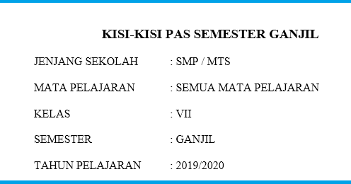 Download Kisi-Kisi PAS Kelas 7 Semester 1 Ganjil TP 2019/2020 - DOWNLOAD