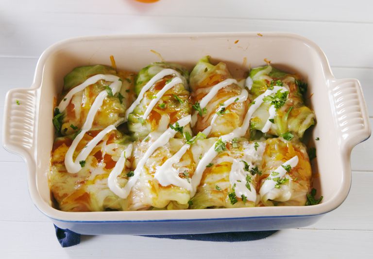 The Blue House Kitchen Chicken and Cabbage Enchiladas