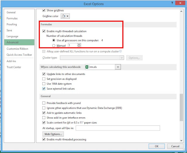 Enable MultiThreading Feature in Excel to Speedup Calculations