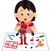 プラモデルを作る女の子のイラスト