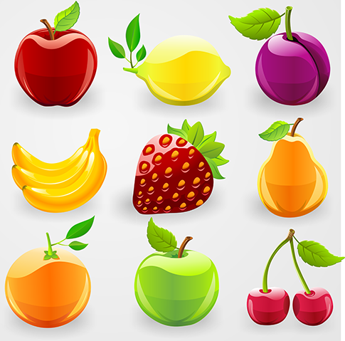 Frutas brillantes y acristaladas 2.0 en vector