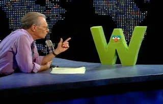 Larry King interviews the letter W. Sesame Street All Star Alphabet