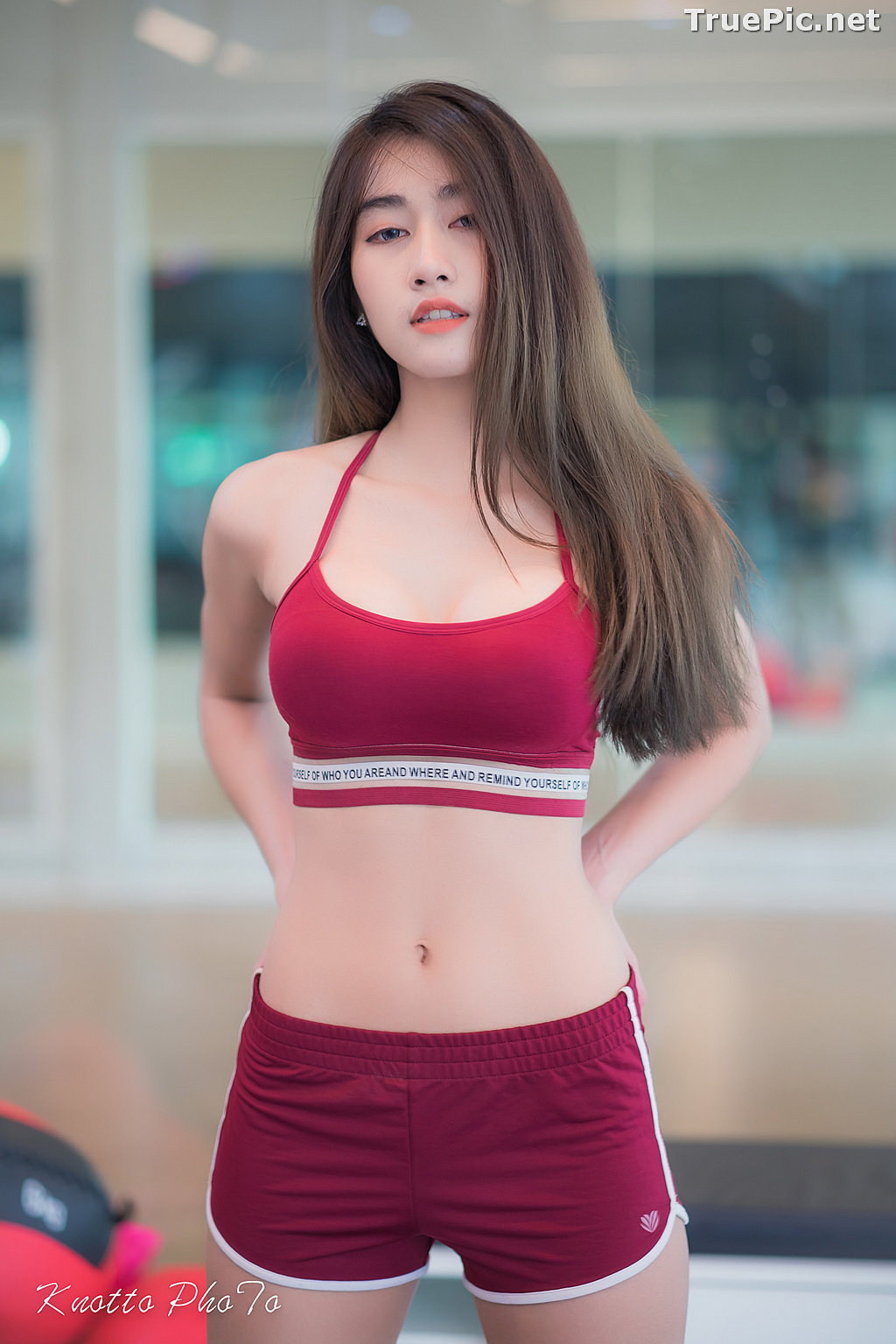 Image Thailand Hot Beauty Model - Nisa Khamarat - Red and Black Fitness Set - TruePic.net - Picture-16