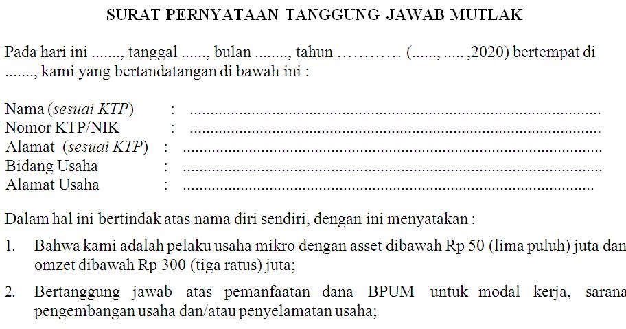 Contoh Surat Pernyataan Bpum Bri Contoh Surat