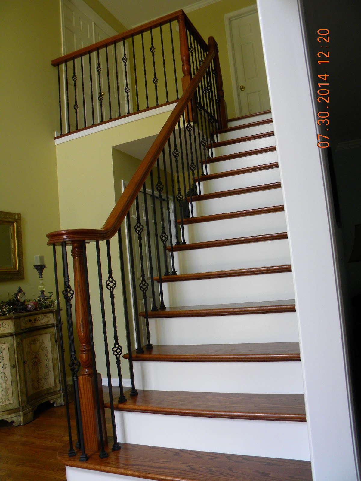 Wood Stairs and Rails and Iron Balusters: Oak Stair and Handrail with ...