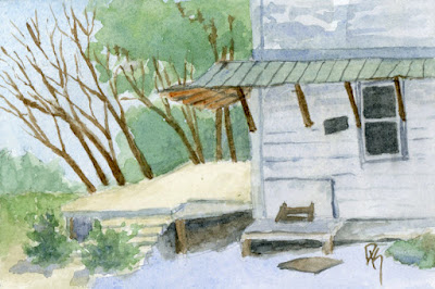 abandoned sketch watercolor building