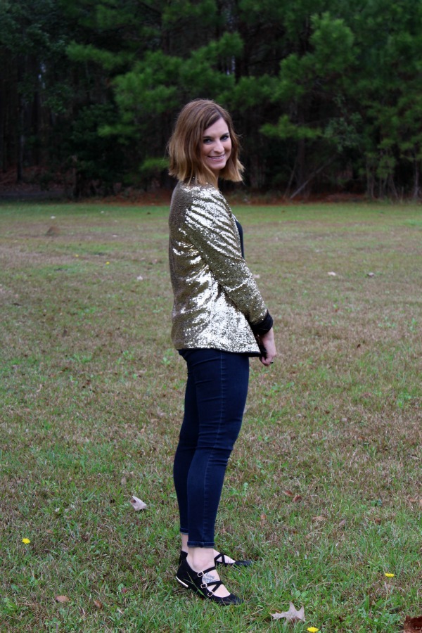 happy new year, sequin jacket, mom style