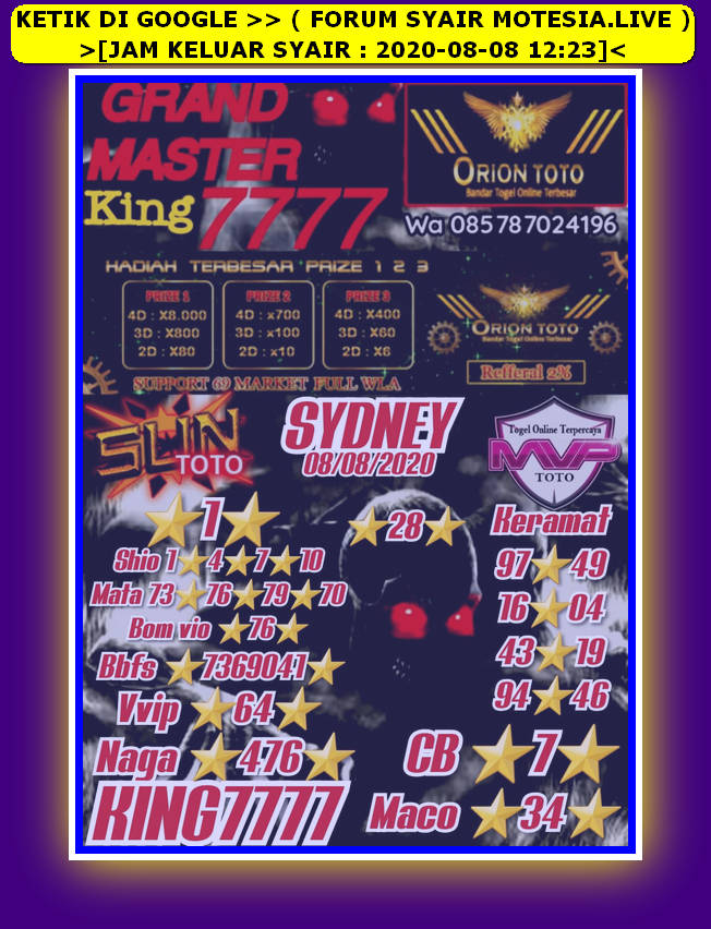 Diskusi Syair Sydney 8 Agustus 2020 KODE SYAIR SGP SYAIR