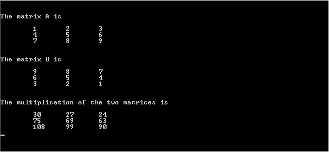 C++ Programs: Multiplication of Matrices In C++