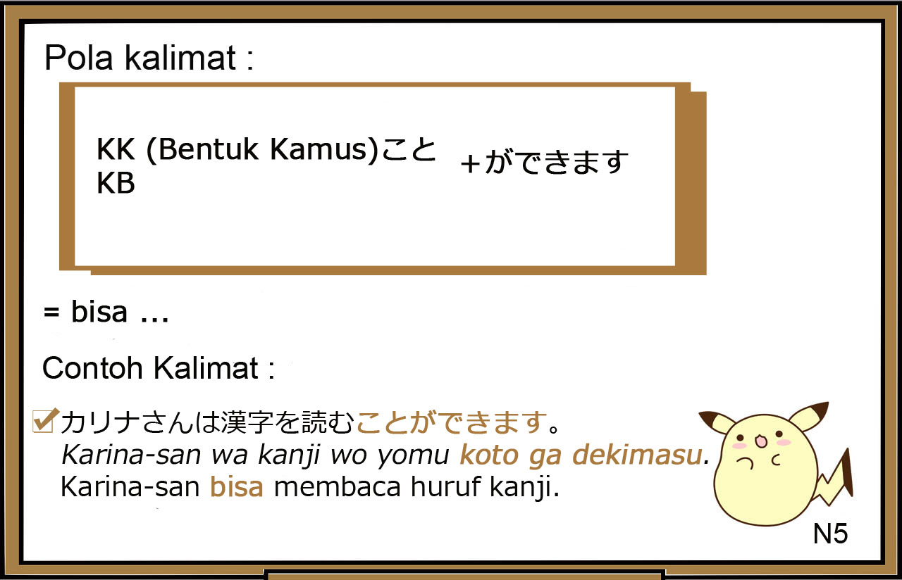 Pola Kalimat / Tata Bahasa / Bunpou / Grammar Bahasa Jepang ～ことができます ( ~ koto ga dekimasu )