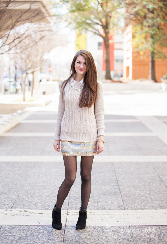 Southern Curls & Pearls: A Sweater & Sequins