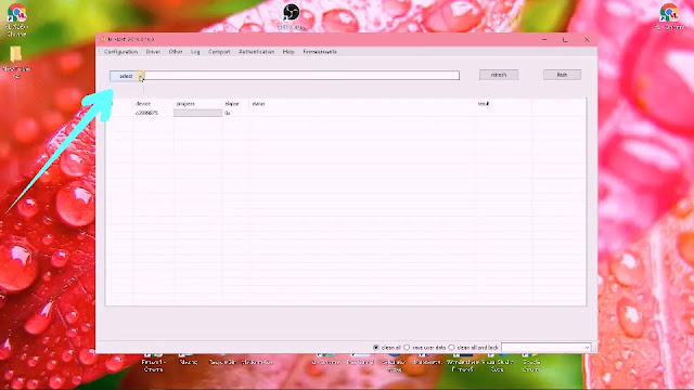 click on select button and choose extracted rom file click on select in mi flash tool