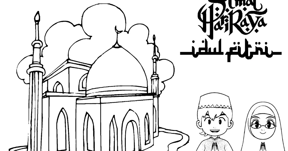 Gambar Mewarnai Lebaran Hari Raya Idul Fitri GAMBAR MEWARNAI