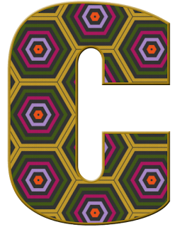 Abecedario con Hexágonos de Colores. Alphabet with colored Hexagons.