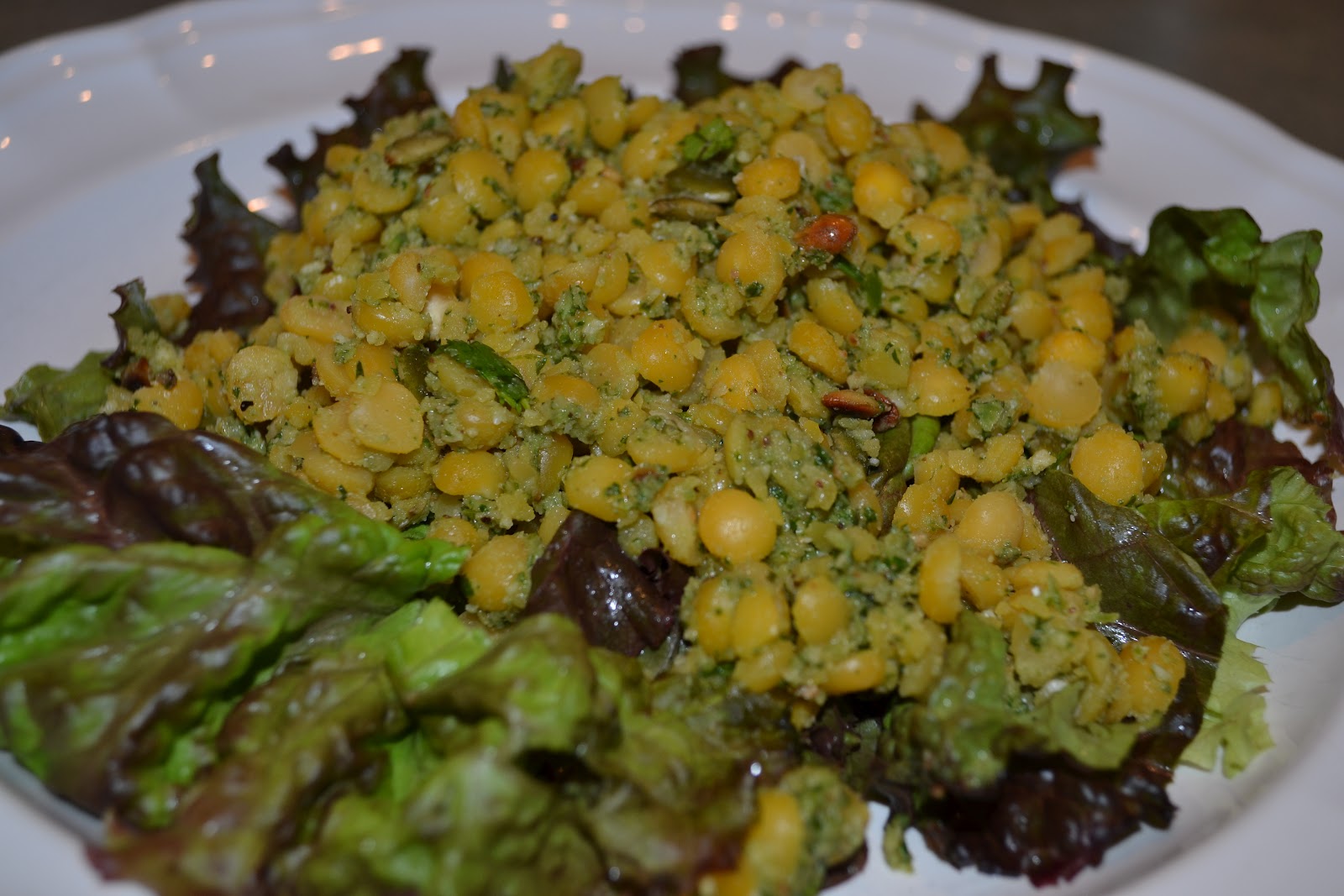 Upbeet Living Yellow Split Pea Salad with Cilantro Pesto