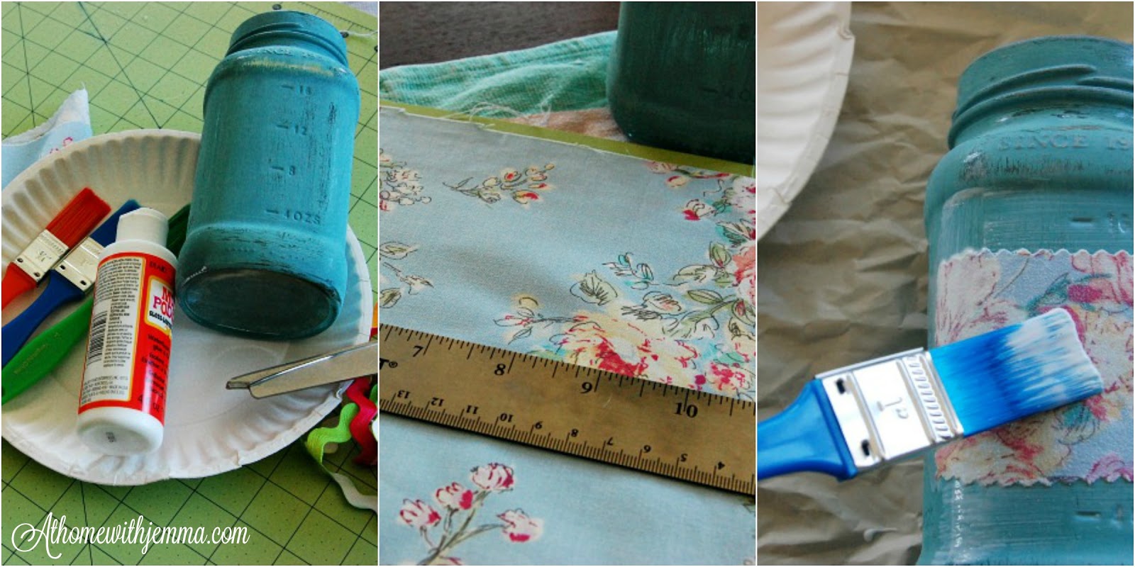 Tutorial- Making Mod Podge Spice Jars with Fabric Scraps - Hello