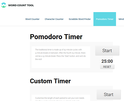 Wordcounttool Pomodoro Timer