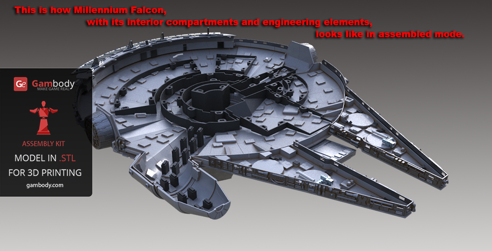 Starwars Millennium Falcon 3D Print Model Standard Assembly Kit starwars-millennium-falcon-3d-print-model-standard-assembly-kit
