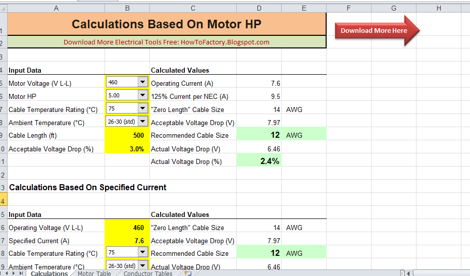 Cable Size Calculation For Motor Free Electrical Software and PLC