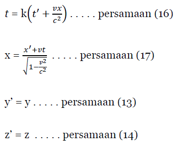 Transformasi Lorentz Teori Relativitas Khusus
