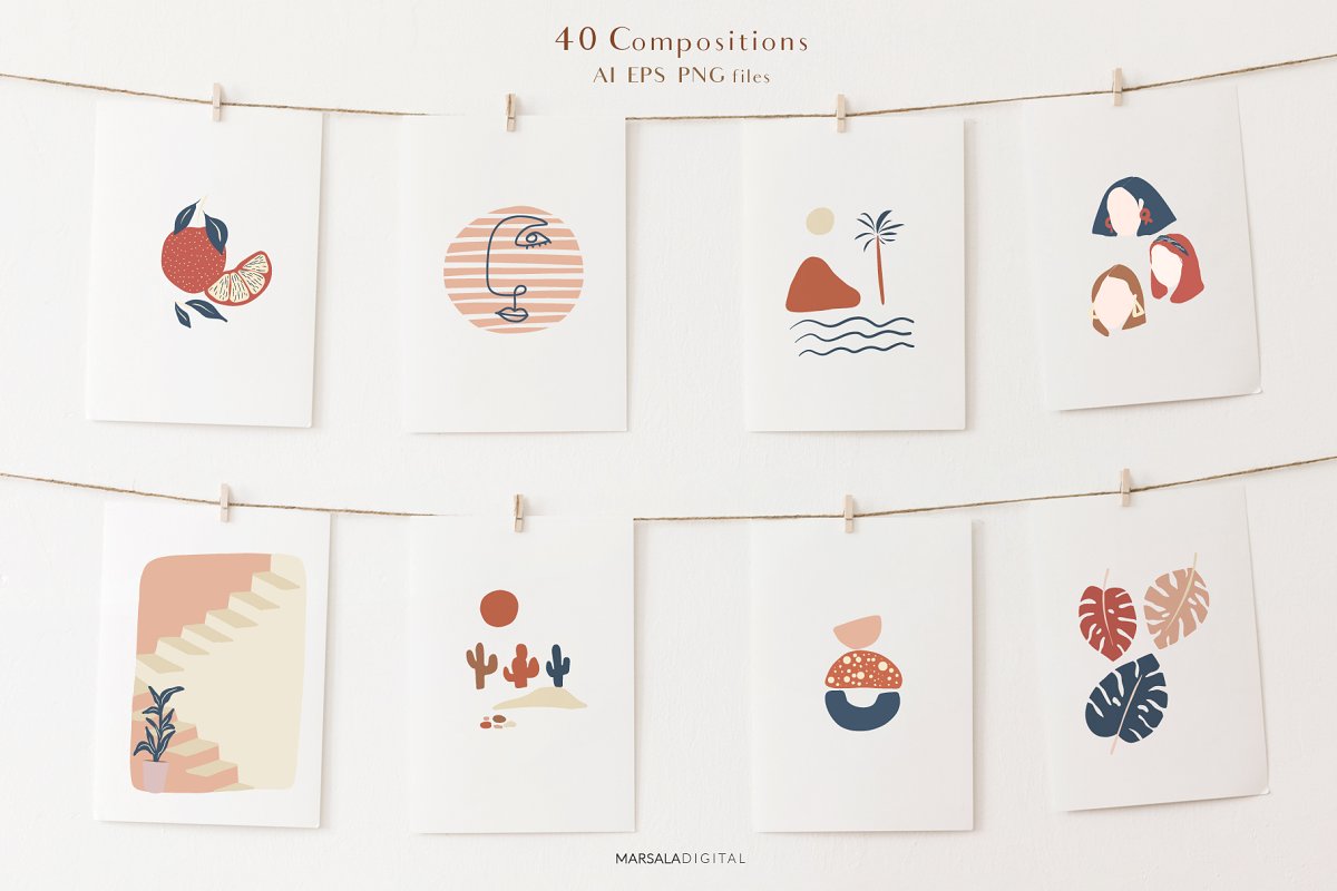 Abstract Prints Shapes Graphics Vol.2 (PNG, EPS, AI)