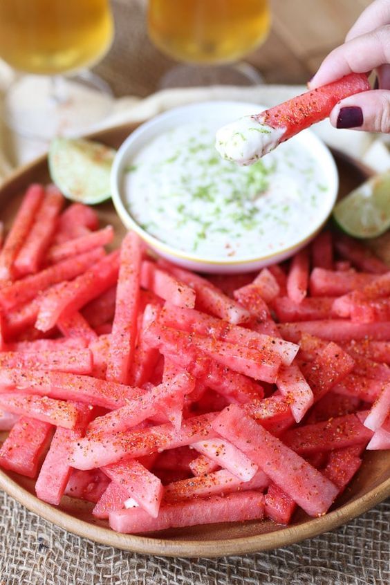 These Watermelon Fries with Coconut Lime Spaceships and Laser Beams