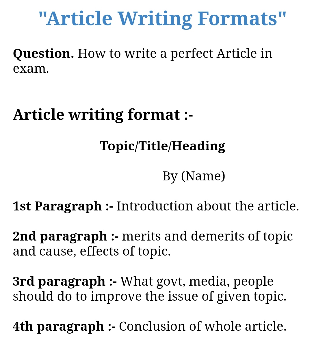 format of article writing class 8 cbse