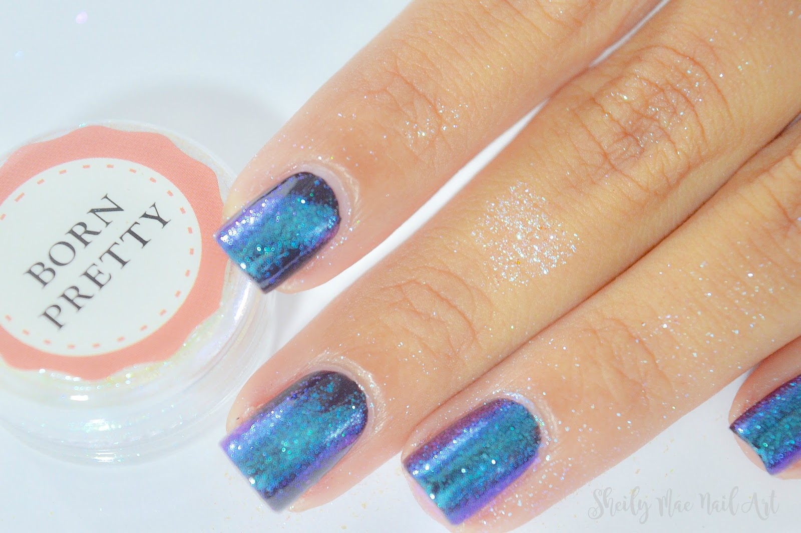 Galaxy Nails using Mirror Powder Born Pretty Store Mirror Powder
