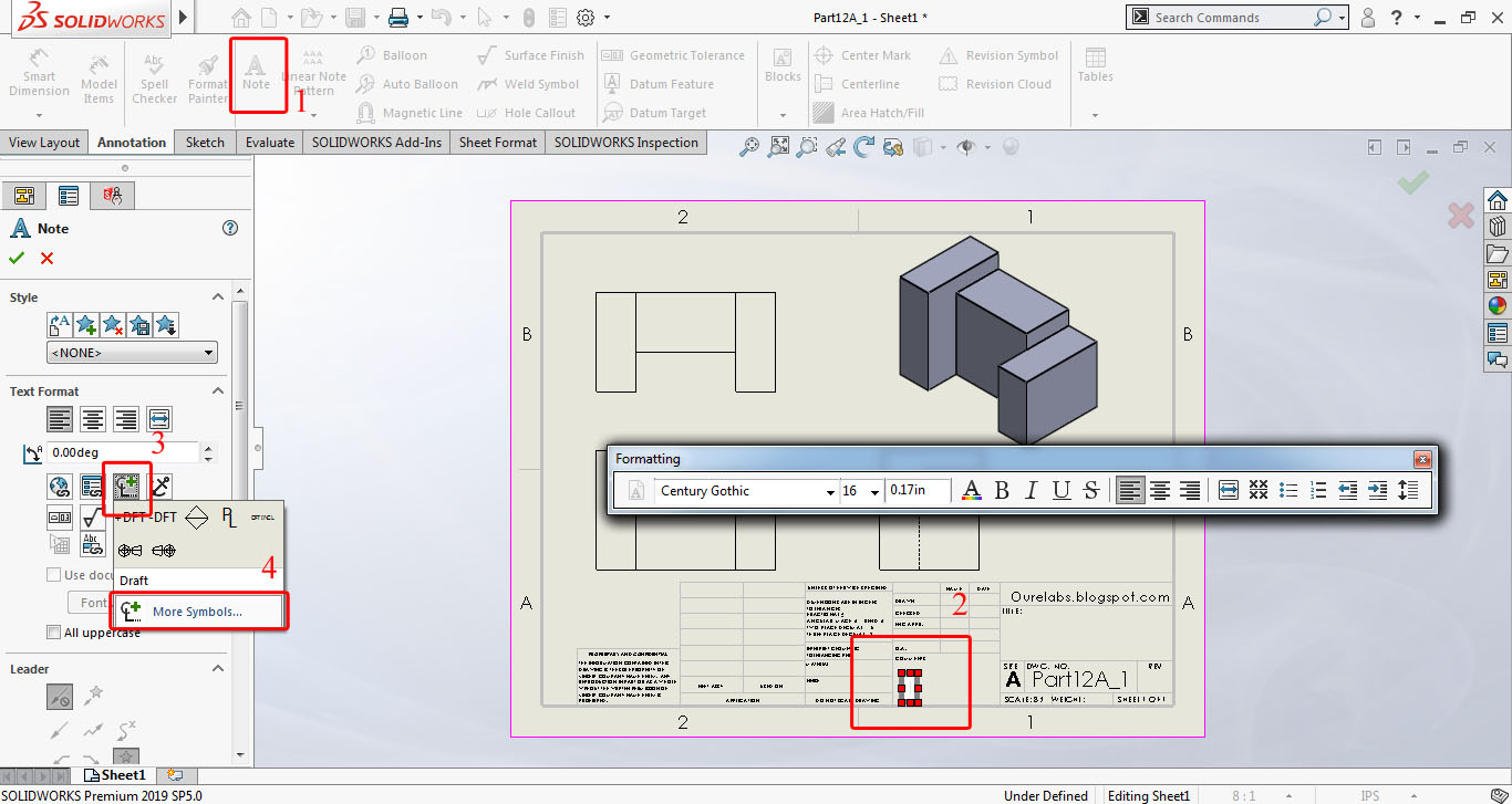 Step by step procedure to insert 3rd Angle Projection symbol in Solidworks Ourengineeringlabs