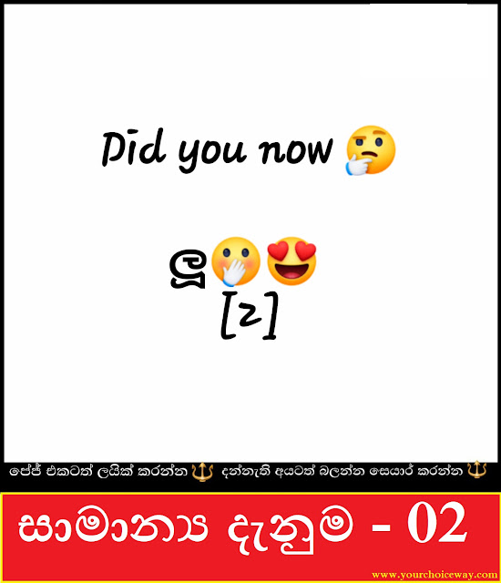 සාමාන්‍ය දැනුම - 02 (General Knowledge Part 02) - Your Choice Way