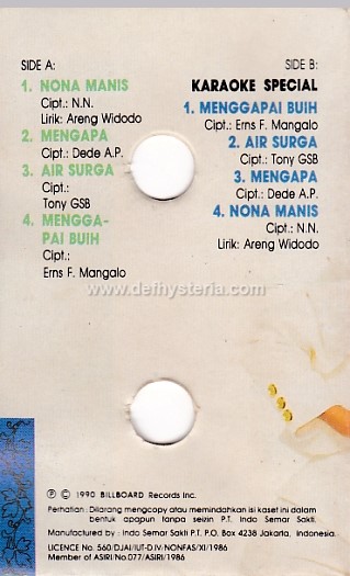 Tiga Dara Nona Manis Audio Kaset Billboard Def Hysteria Music Store