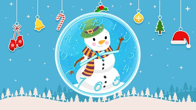 Free Download Christmas Snowman Clock Screensaver