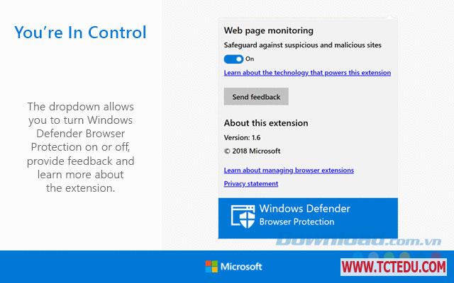 Phần mềm Windows Defender Browser Protection for Google Chrome