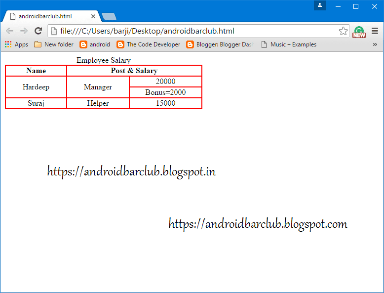 HTML tables:How to create HTML Table in webpage and website