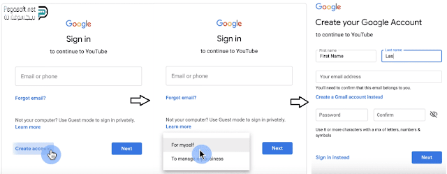 انشاء حساب على اليويتيوب